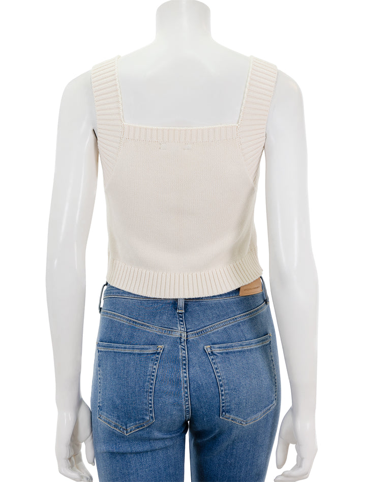 Back view of Lilla P.'s sweater tank in white.