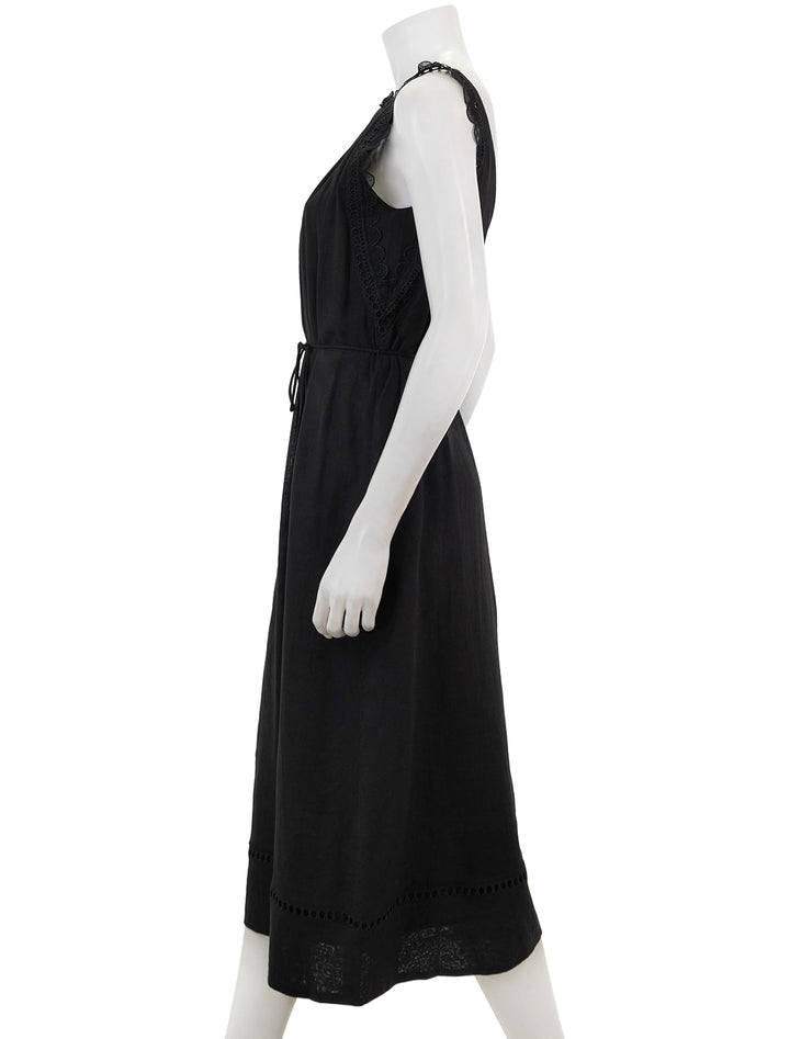 Side view of Suncoo Paris' Cristy V-Neck Dress in Noir.