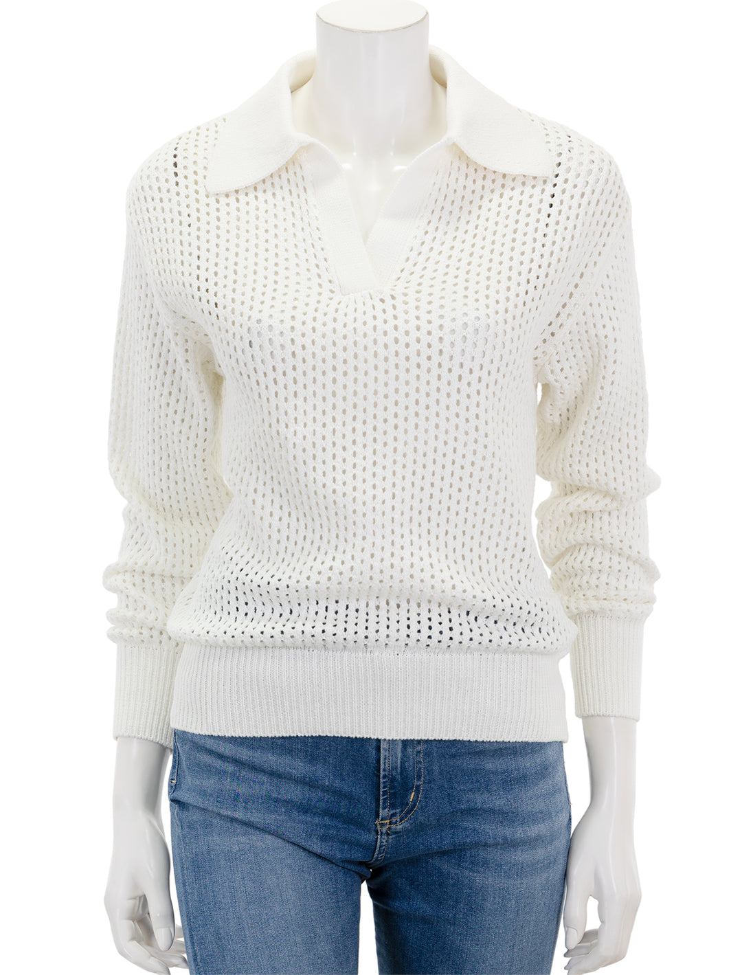 Front view of Suncoo Paris' Pabloni Polo Sweater in Blanc.
