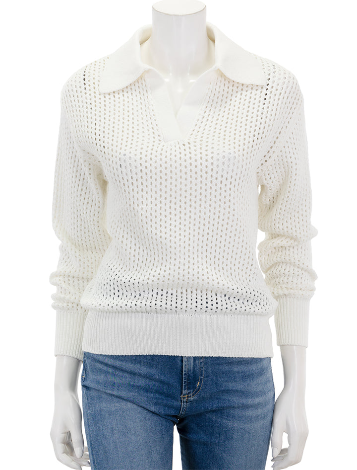 Front view of Suncoo Paris' Pabloni Polo Sweater in Blanc.