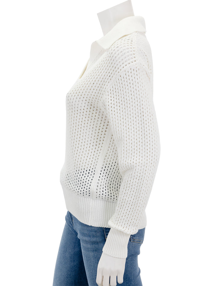 Side view of Suncoo Paris' Pabloni Polo Sweater in Blanc.