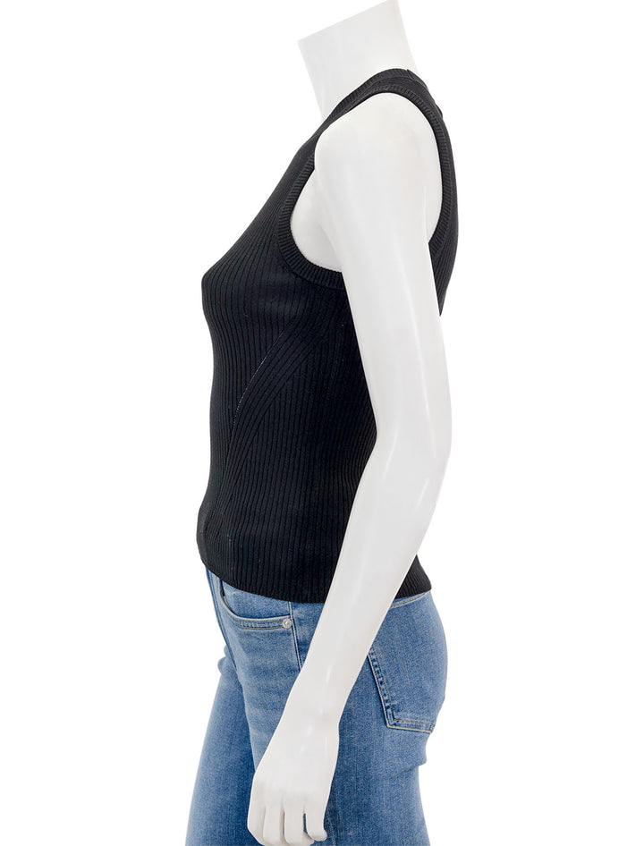 Side view of Lilla P.'s perfect rib tank sweater in black.