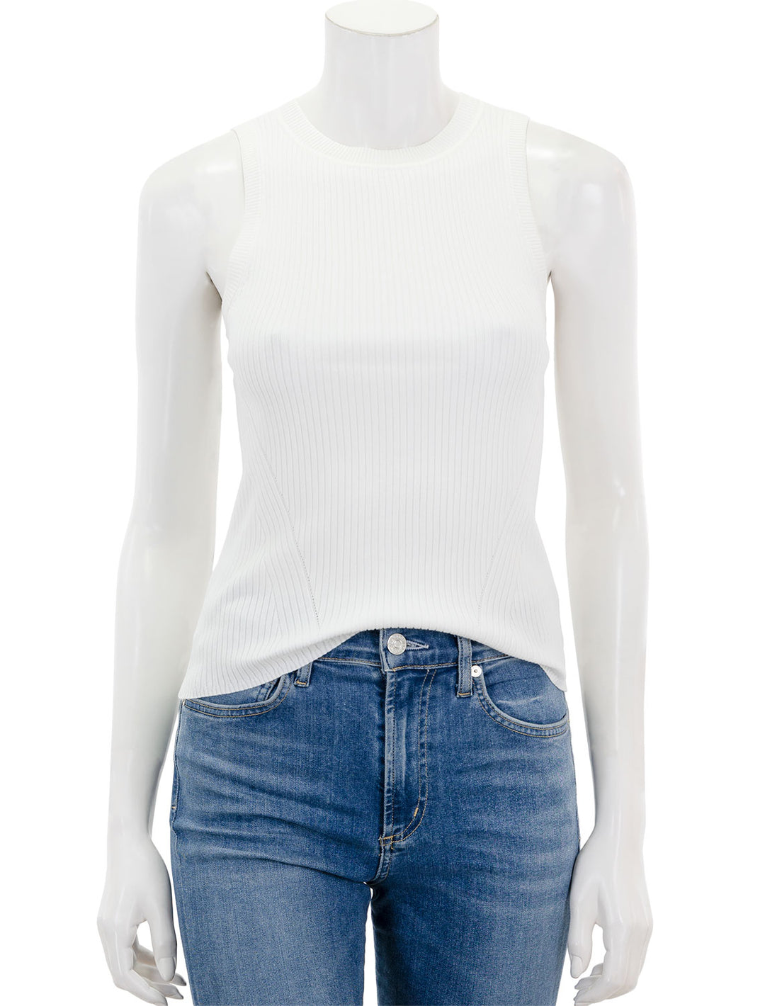 Front view of Lilla P.'s perfect rib tank sweater in white.