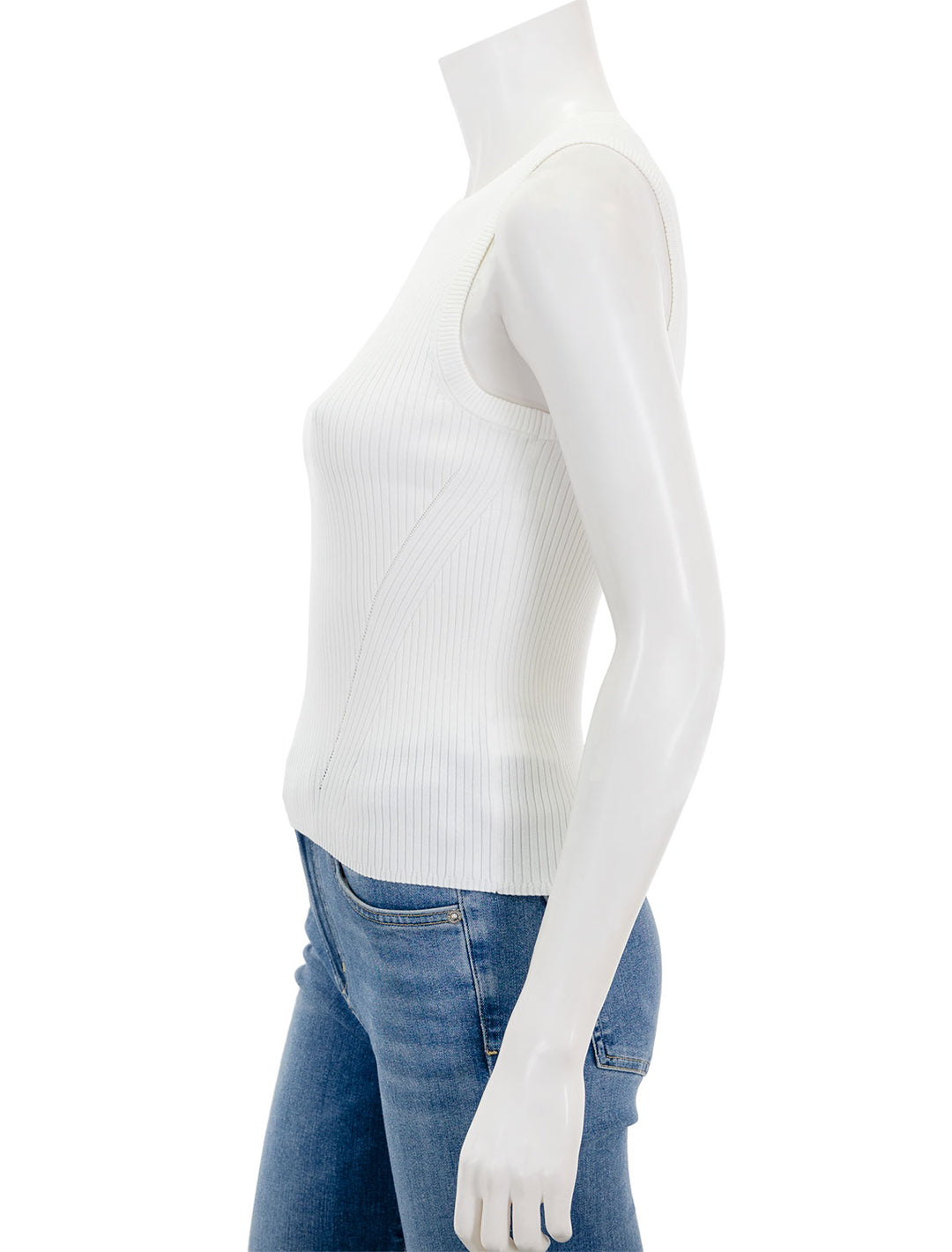 Side view of Lilla P.'s perfect rib tank sweater in white.