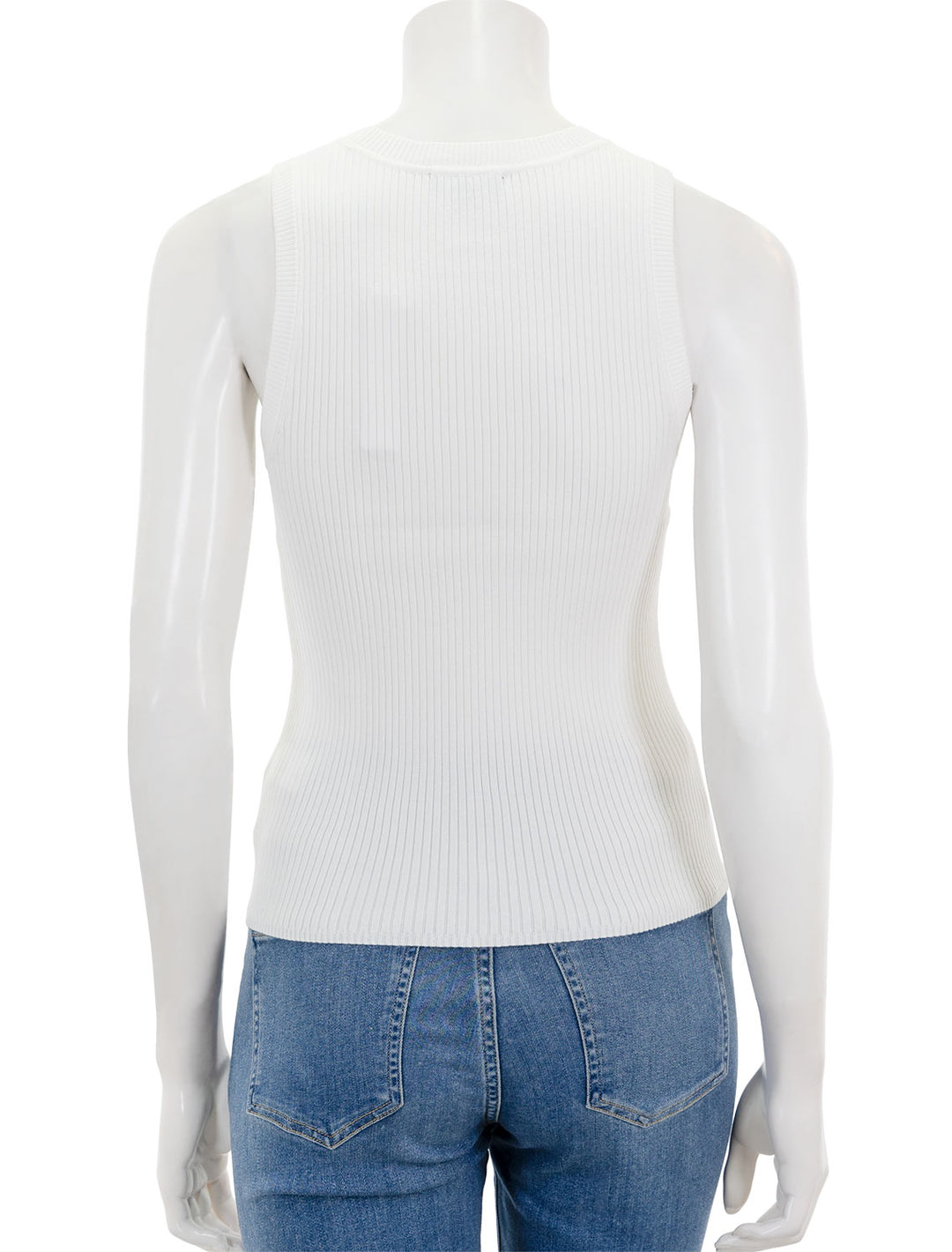 Back view of Lilla P.'s perfect rib tank sweater in white.