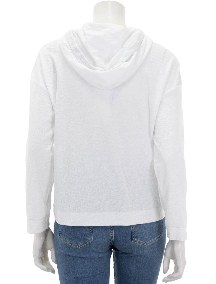 Back view of Lilla P.'s relaxed superfine slub hoodie in white.
