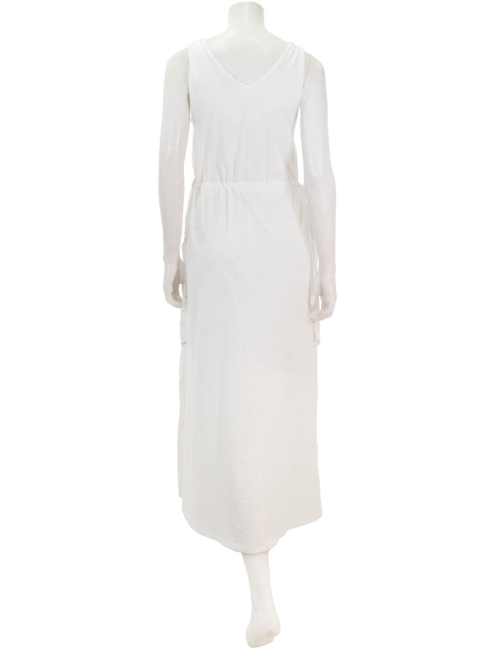 Back view of Lilla P.'s drawcord waist maxi dress in white.