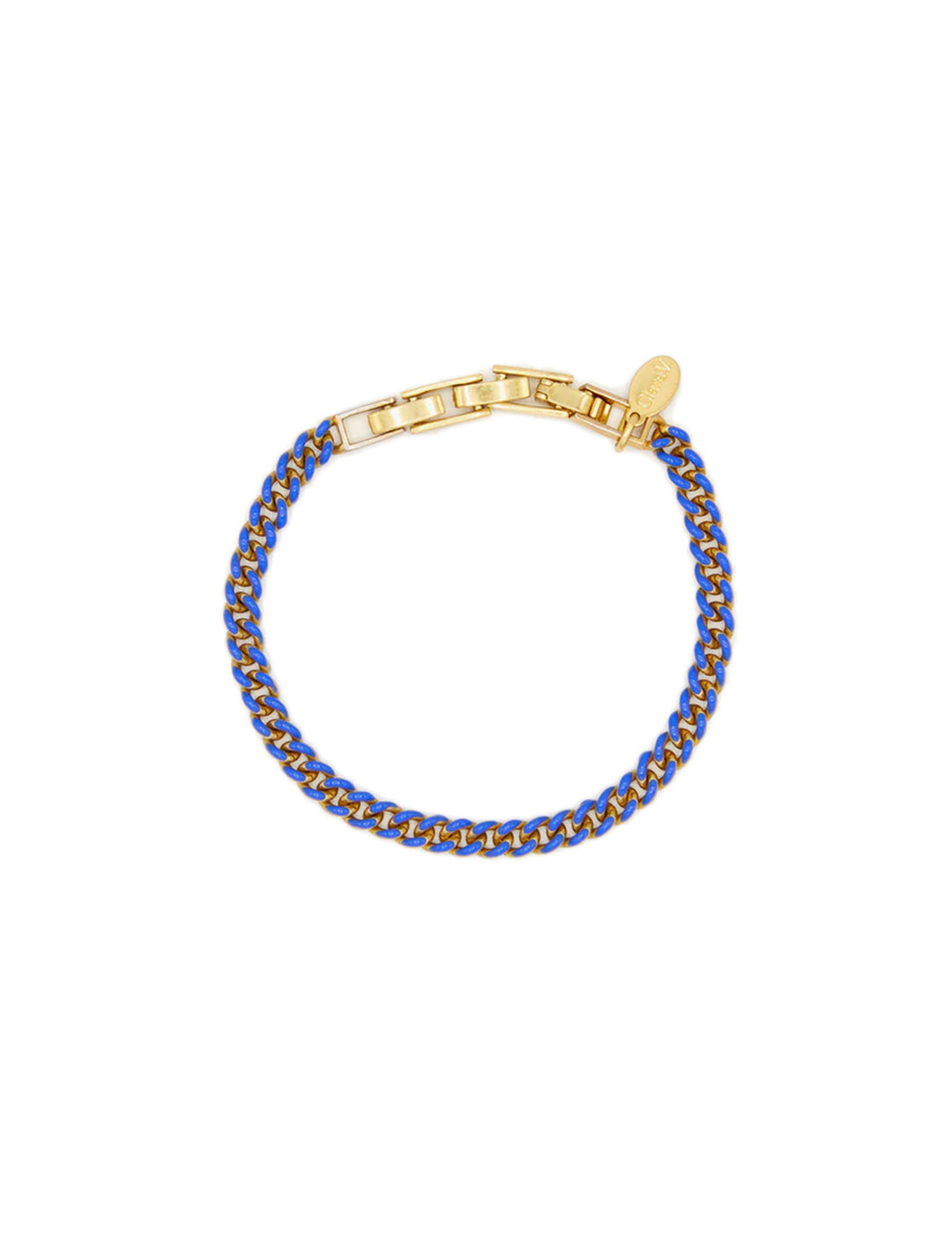 bright cobalt enamel curb chain bracelet