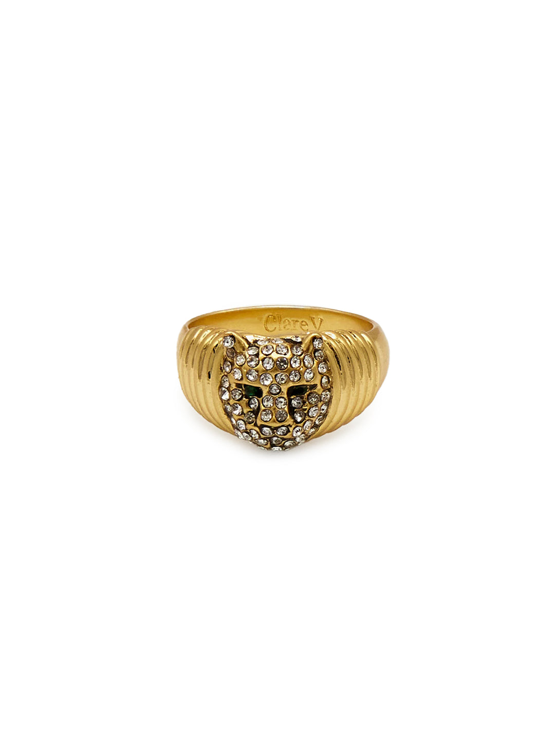 Front view of Clare V.'s whiskers signet ring.
