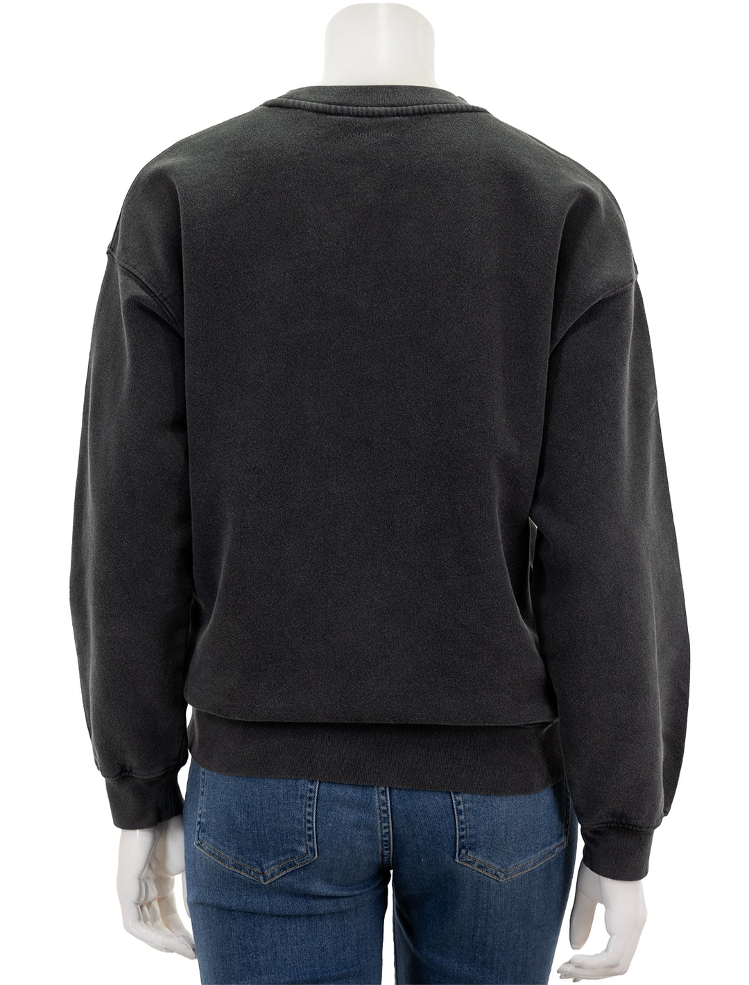 Back view of Anine Bing's spotted leopard spencer sweatshirt in washed black.