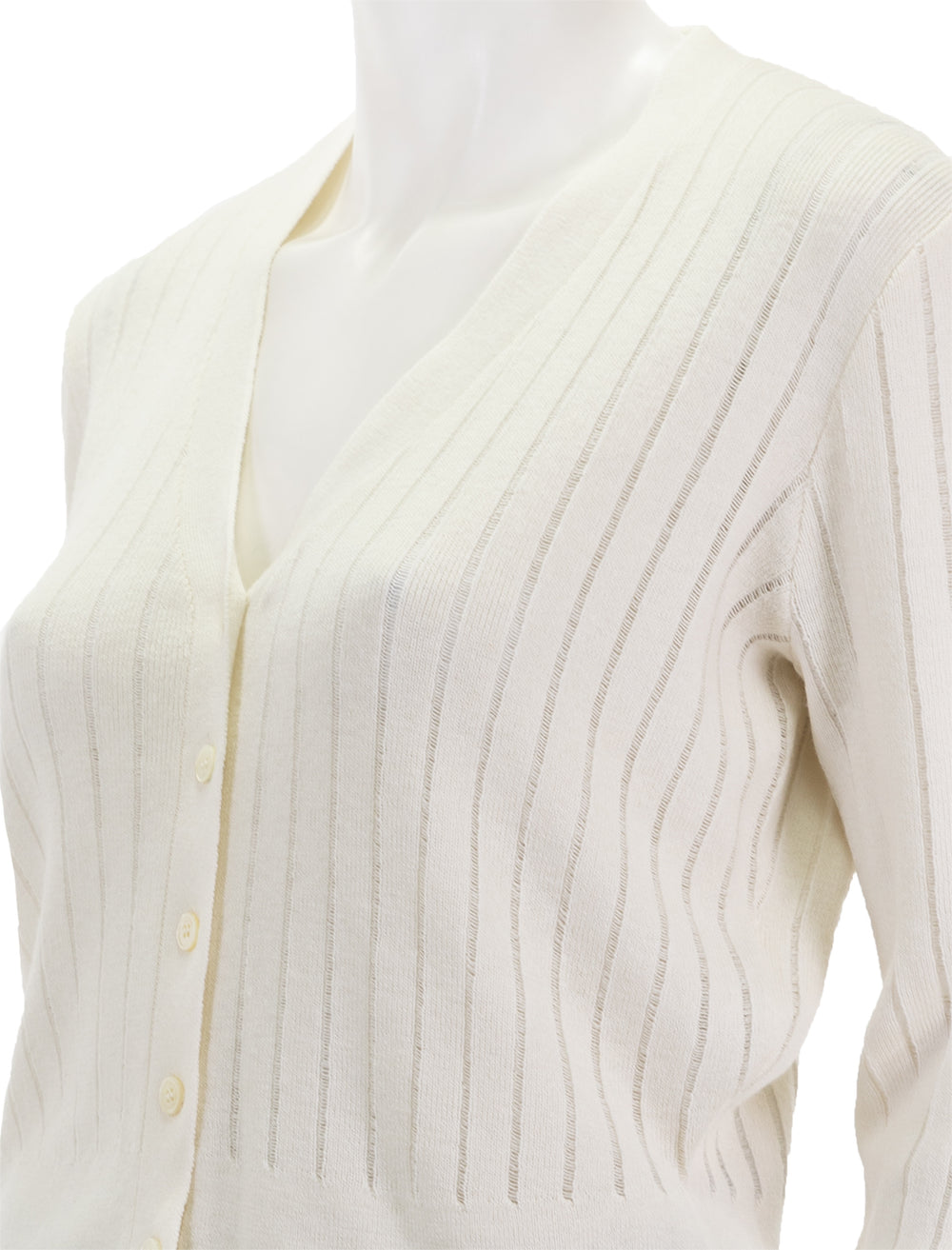 Close-up view of Anine Bing's hazel cardigan in ivory.