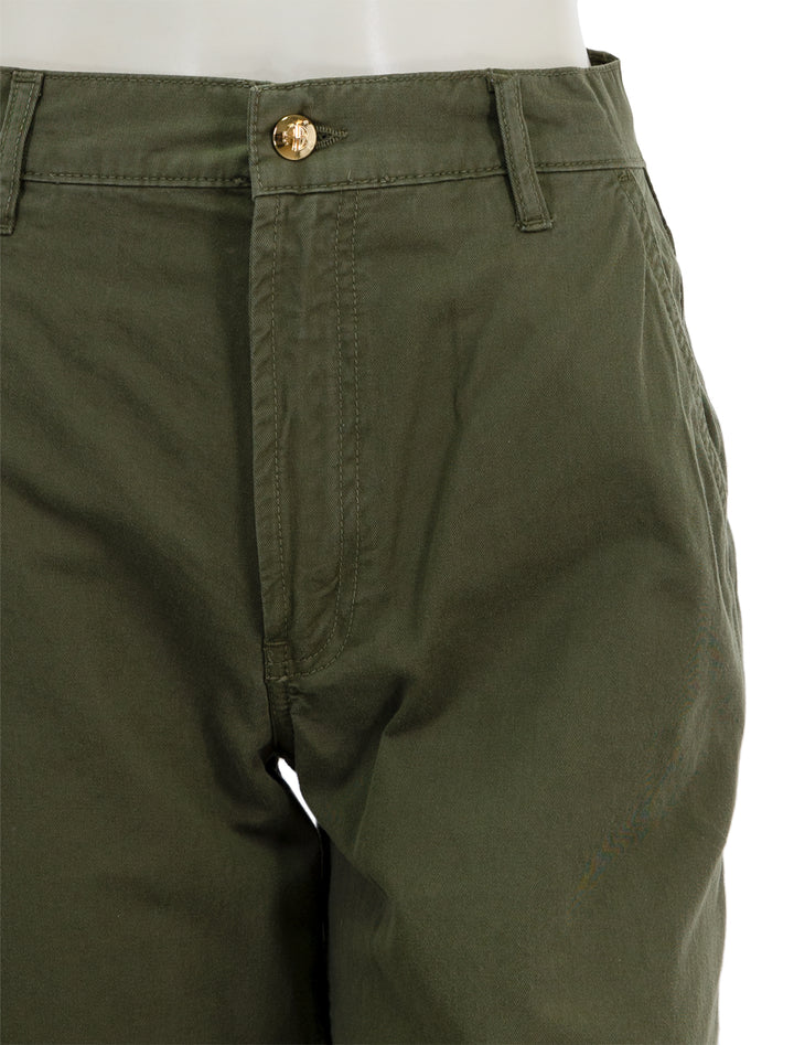Close-up view of Anine Bing's briley pant in army green.