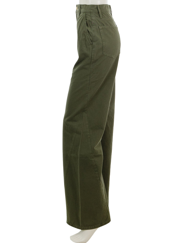 Side view of Anine Bing's briley pant in army green.