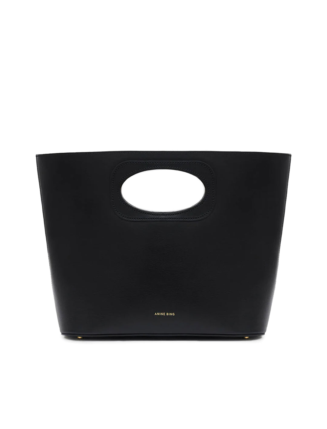 Front view of Anine Bing's mogeh tote in black.