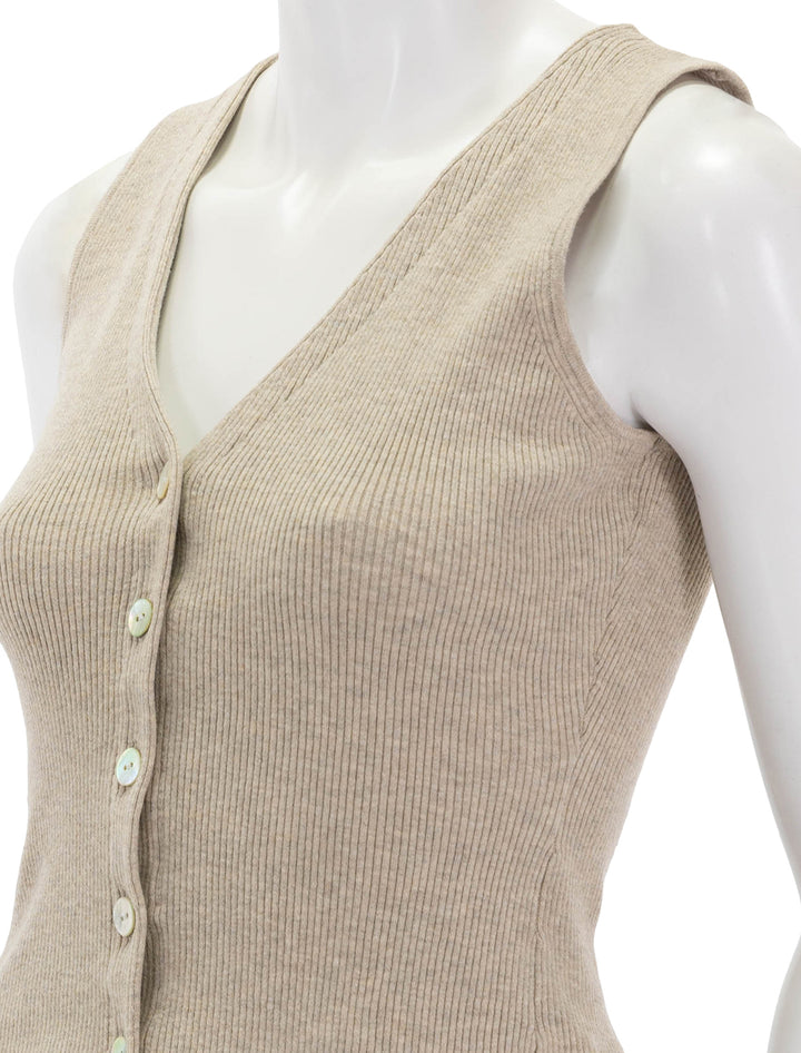 Close-up view of Rails' rosa sweater vest in oatmeal.
