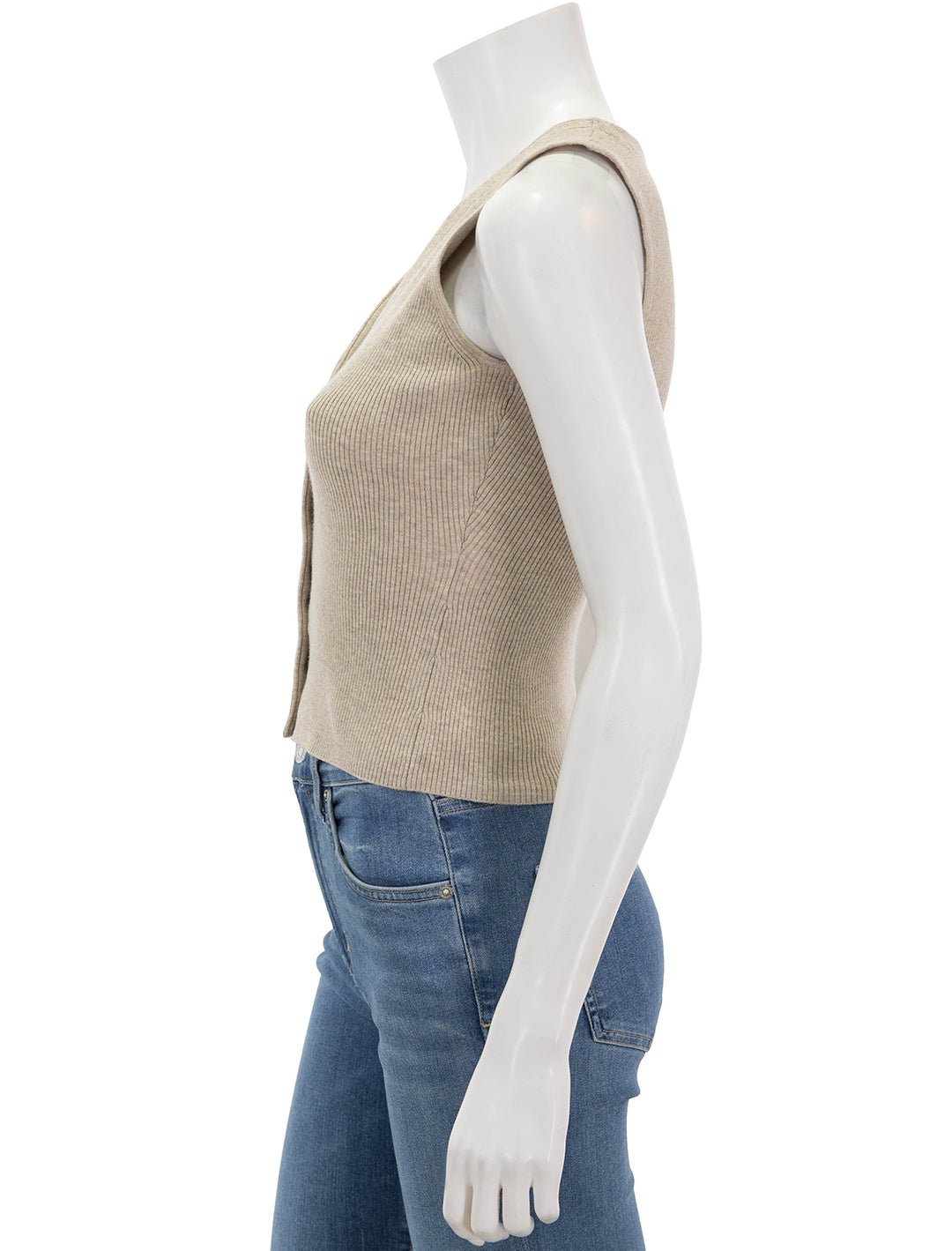 Side view of Rails' rosa sweater vest in oatmeal.