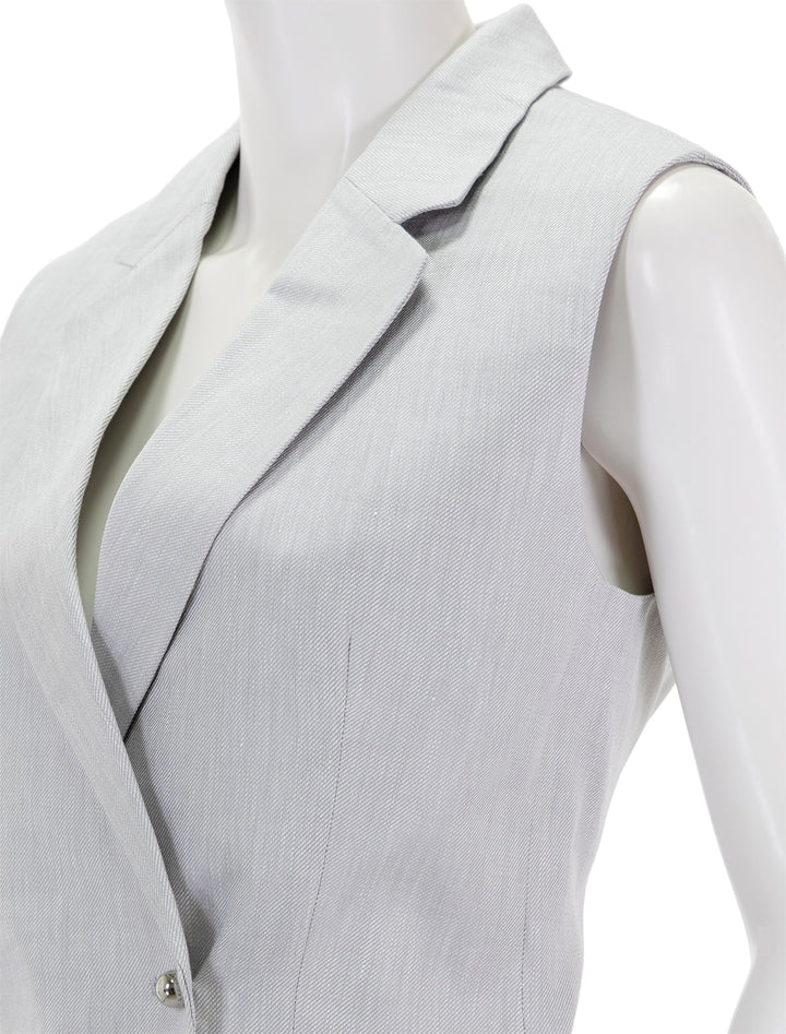 Close-up view of Derek Lam 10 Crosby's taylor vest in pale grey.