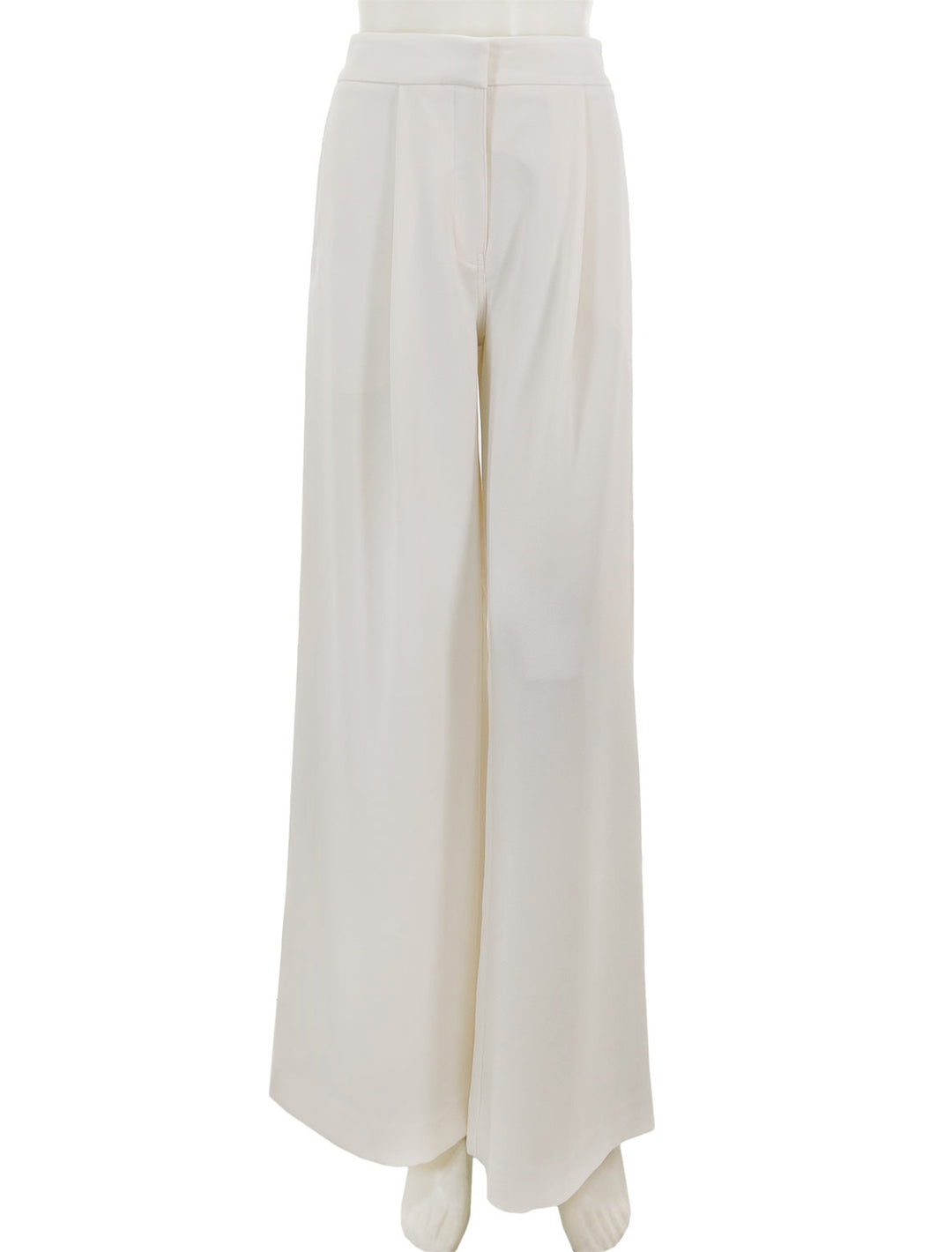 Front view of Saint Art's neve mid waisted wideleg trouser in ivory crepe.