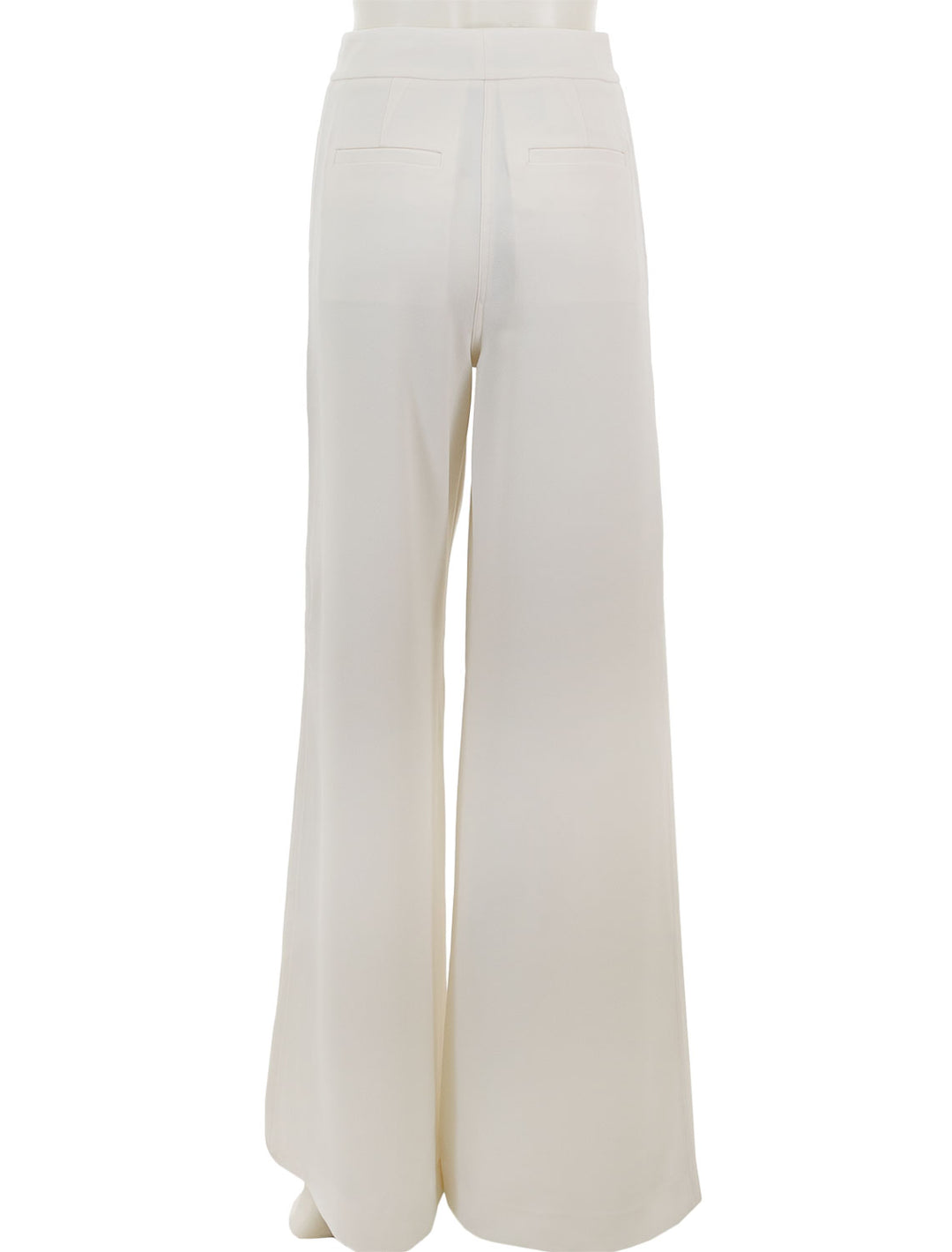 Back view of Saint Art's neve mid waisted wideleg trouser in ivory crepe.