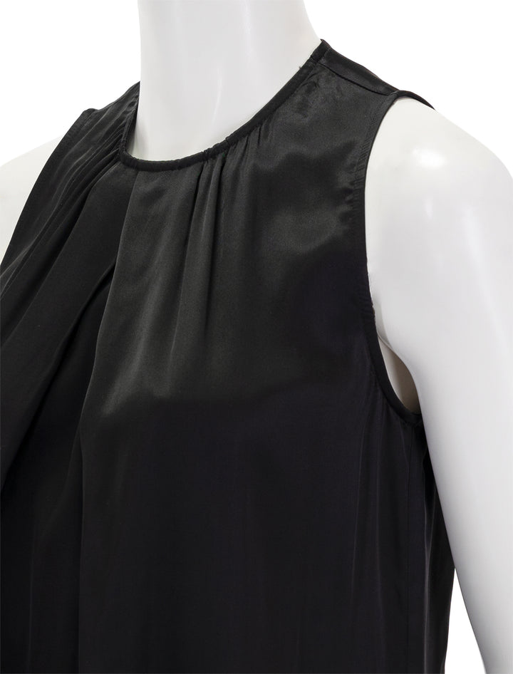Close-up view of Saint Art's sadie sleeveless blouse in black.