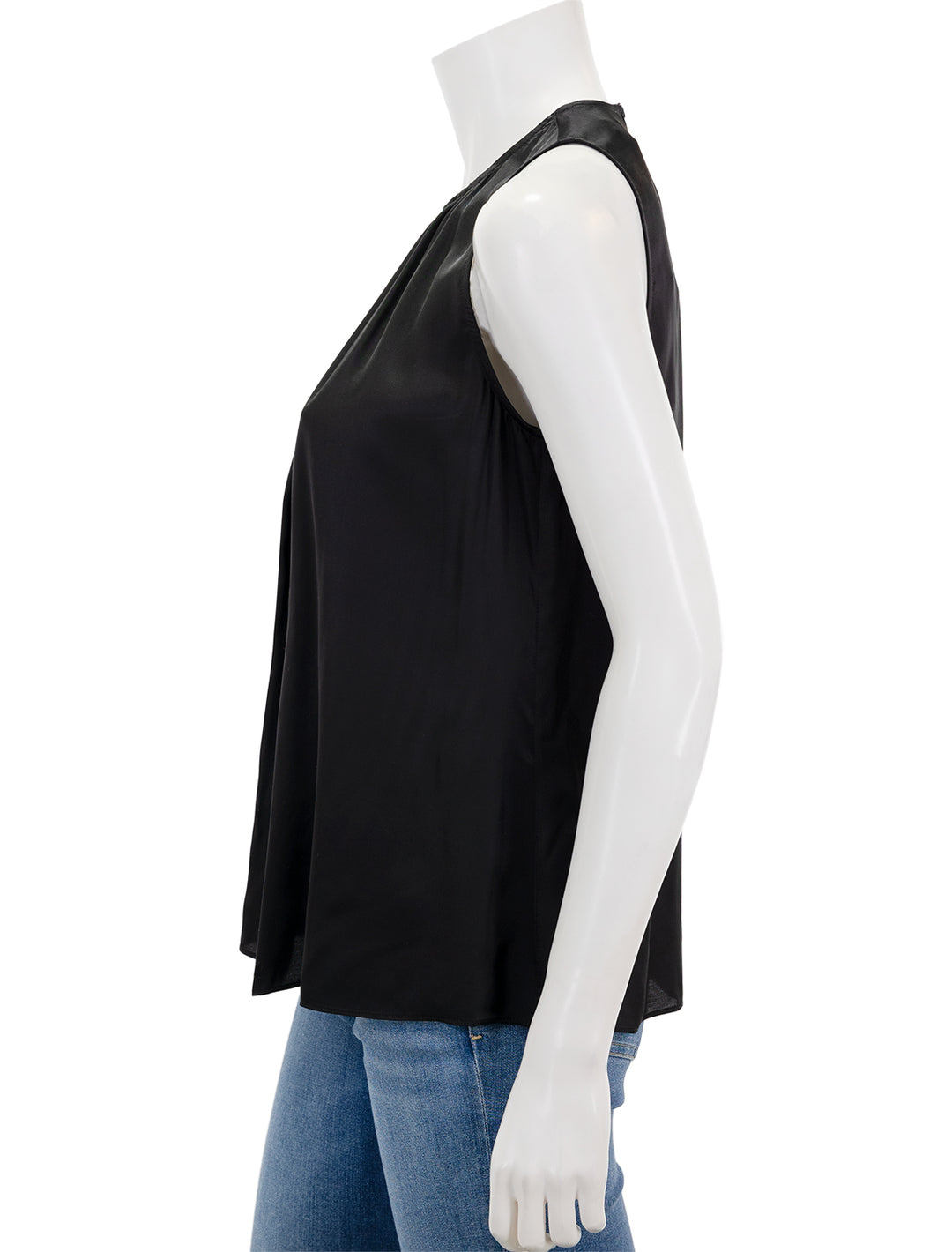 Side view of Saint Art's sadie sleeveless blouse in black.