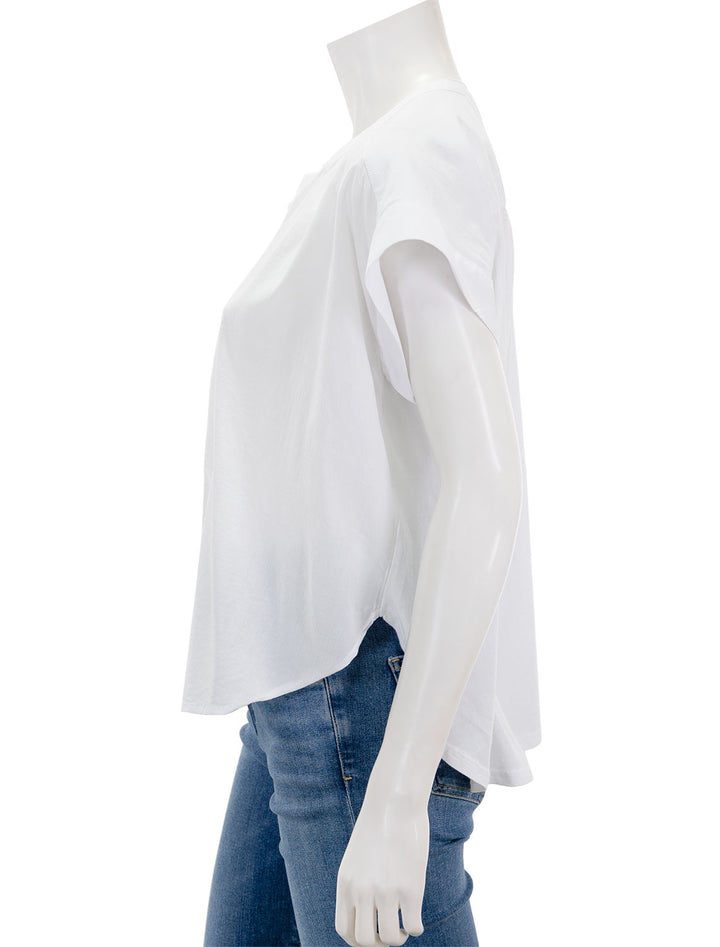 Side view of Splendid's paloma blouse in white.