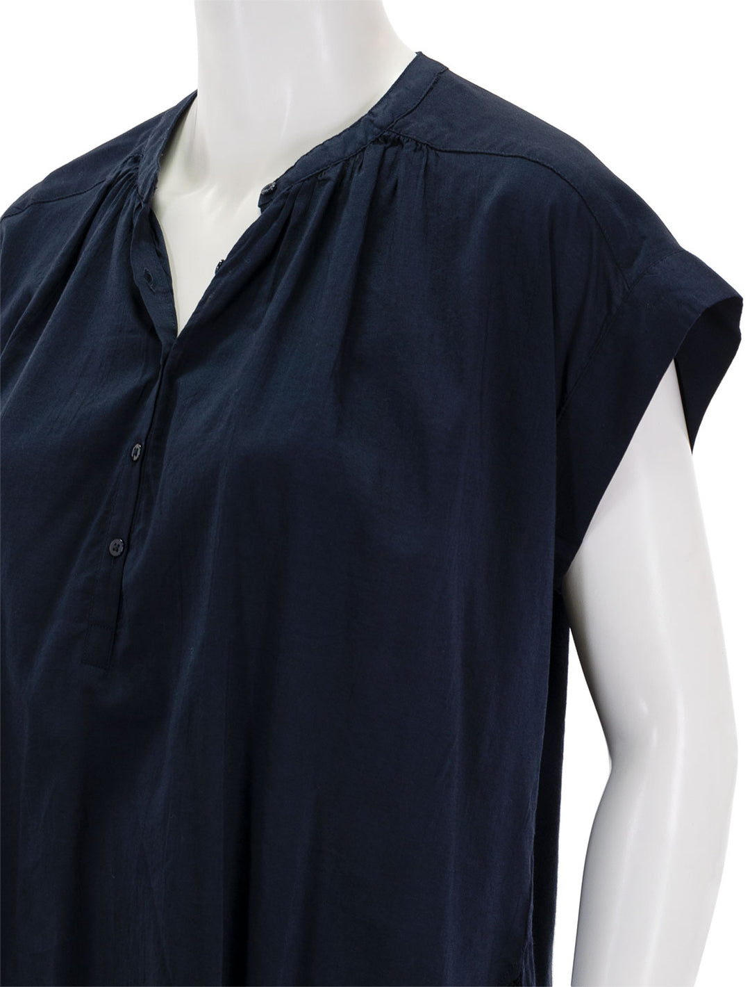Close-up view of Splendid's paloma blouse in navy.
