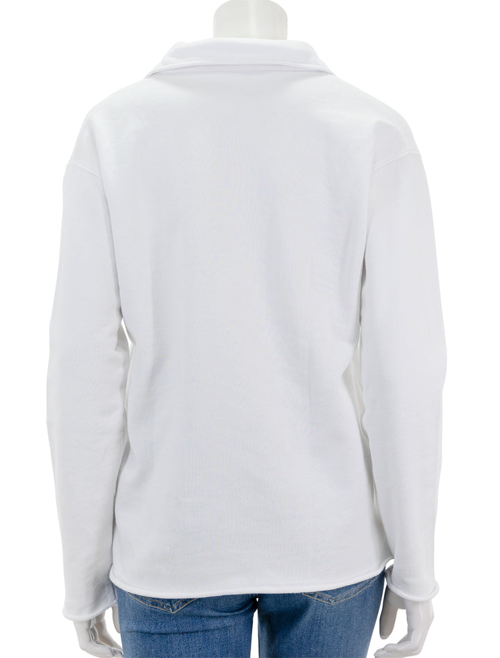 Back view of Splendid's cassie long sleeve terry polo in white.