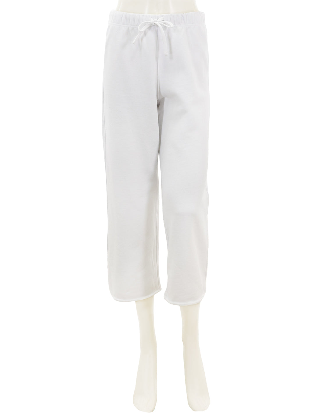 Front view of Splendid's cassie terry pant in white.