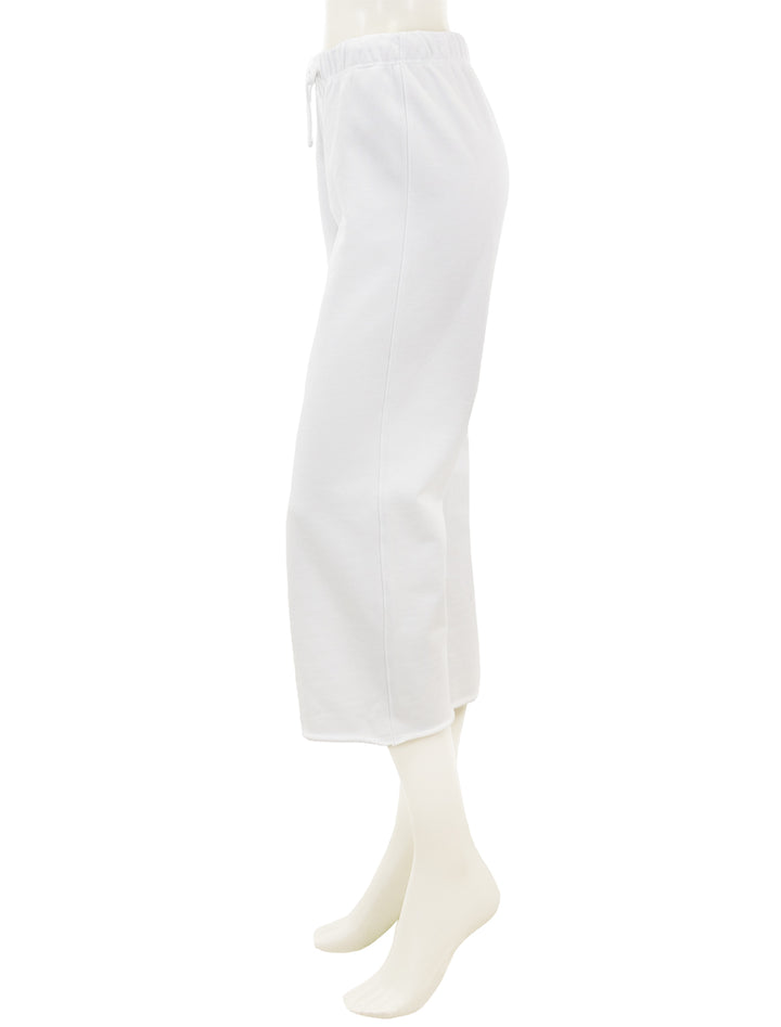 Side view of Splendid's cassie terry pant in white.