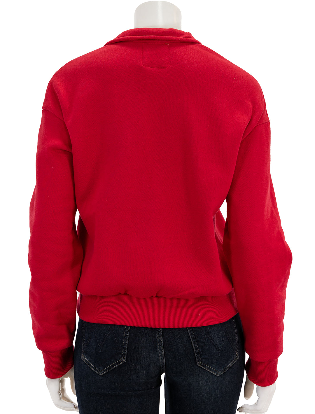 Back view of Recess Apparel's Fleece Polo Sweatshirt in Red.