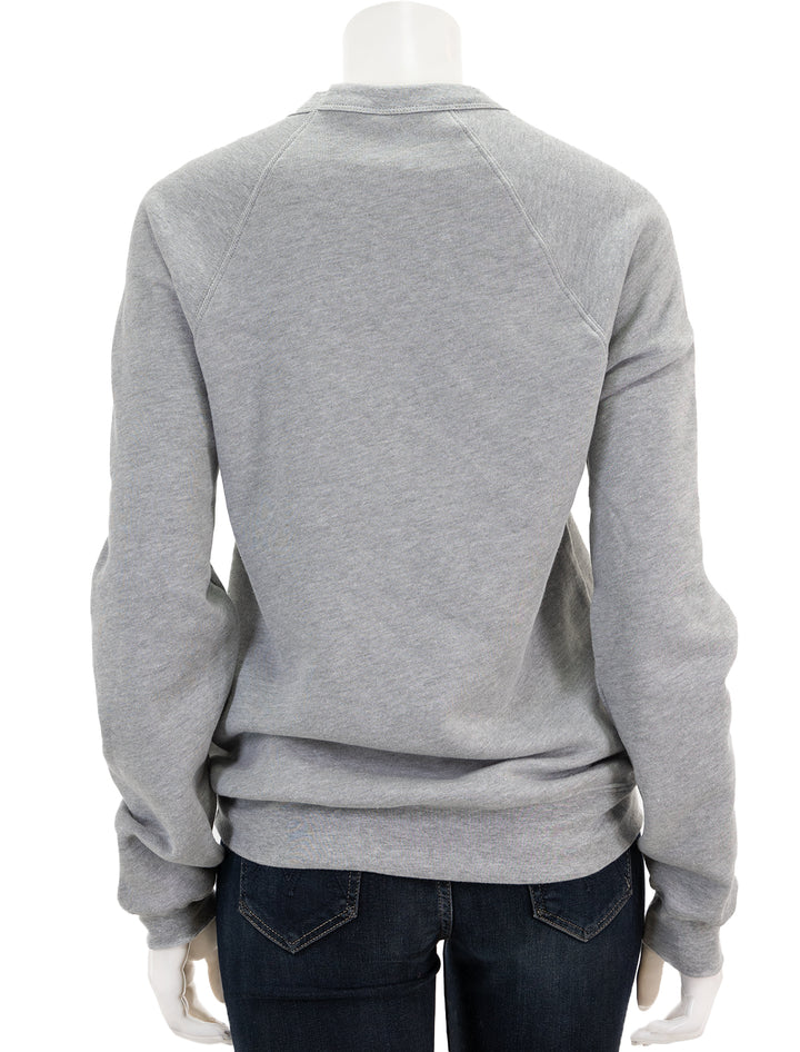 Back view of Recess Apparel's Fleece Raglan Crewneck Sweatshirt in Grey.