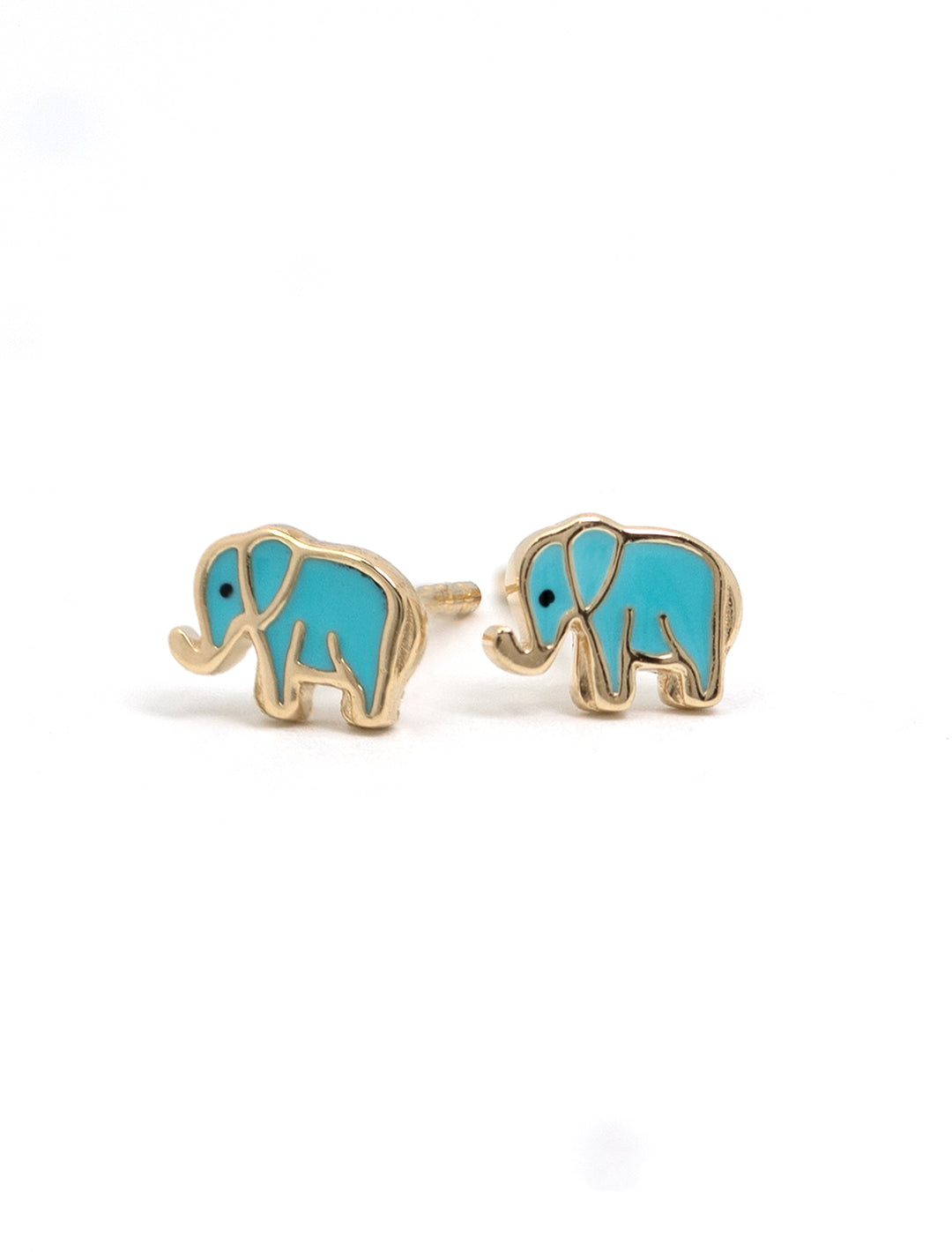 14k mini elephant turquoise enamel studs (2)