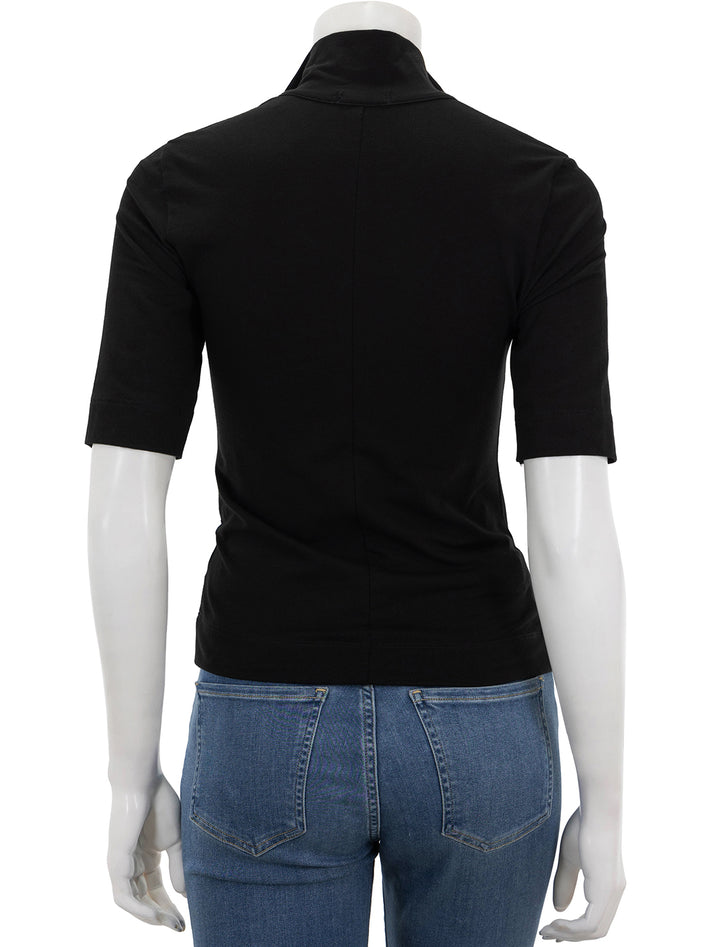 Back view of ATM's pima cotton zip front top in black.