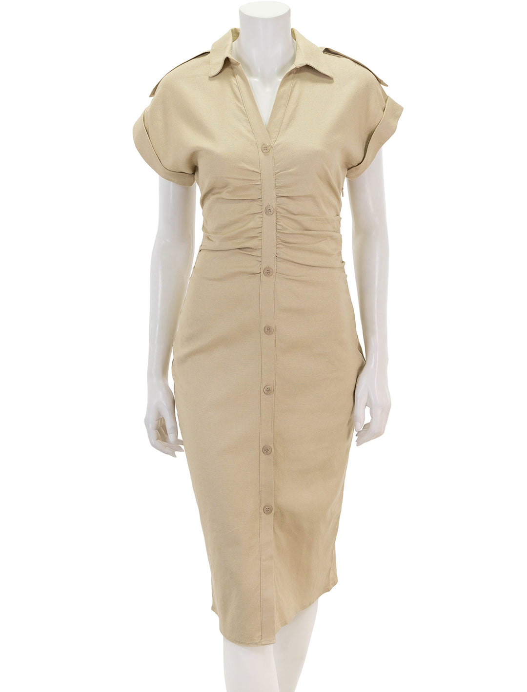 Front view of Steve Madden's cambrie dress in wood thrush.