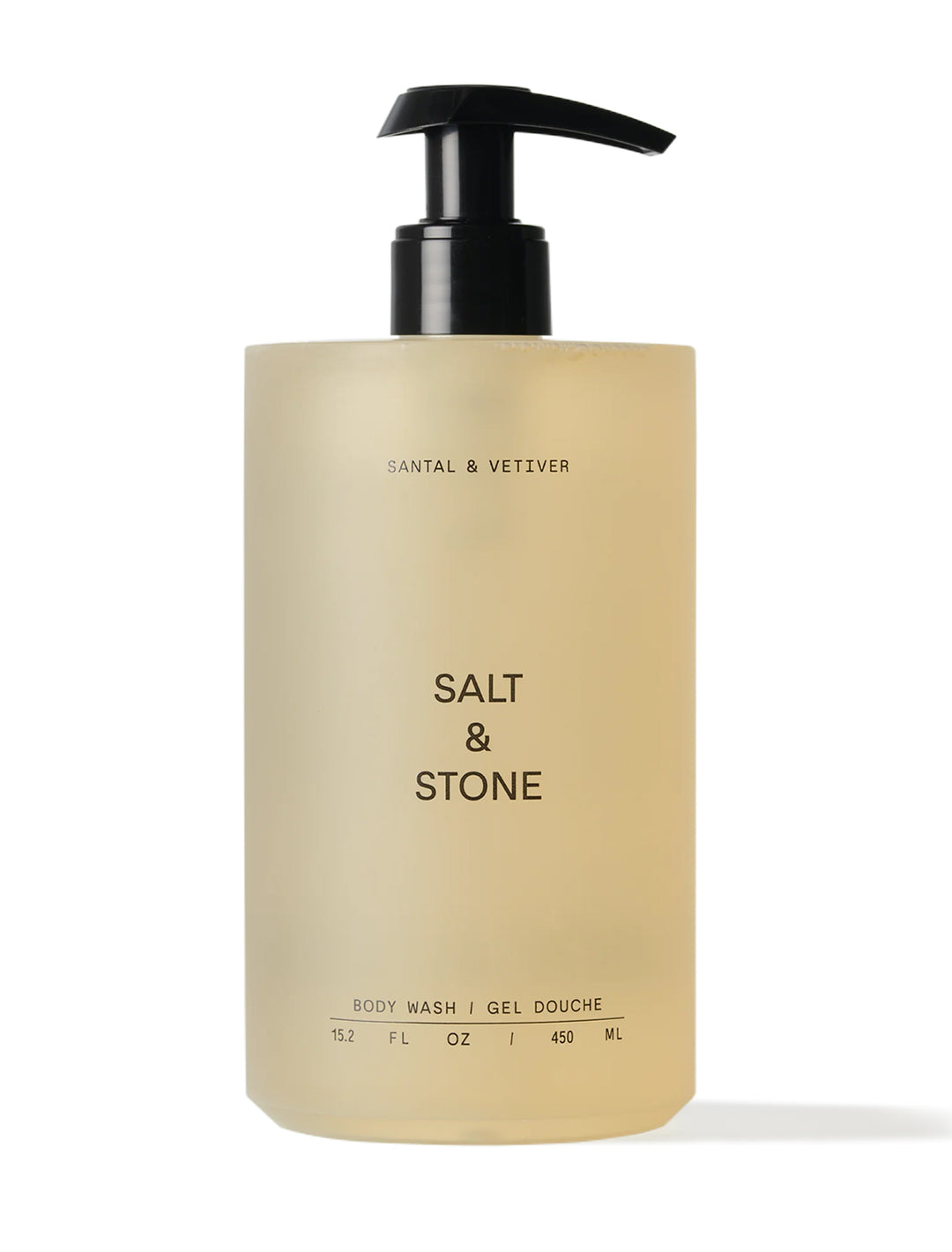 Front view of Salt & Stone's body wash | santal & vetiver.