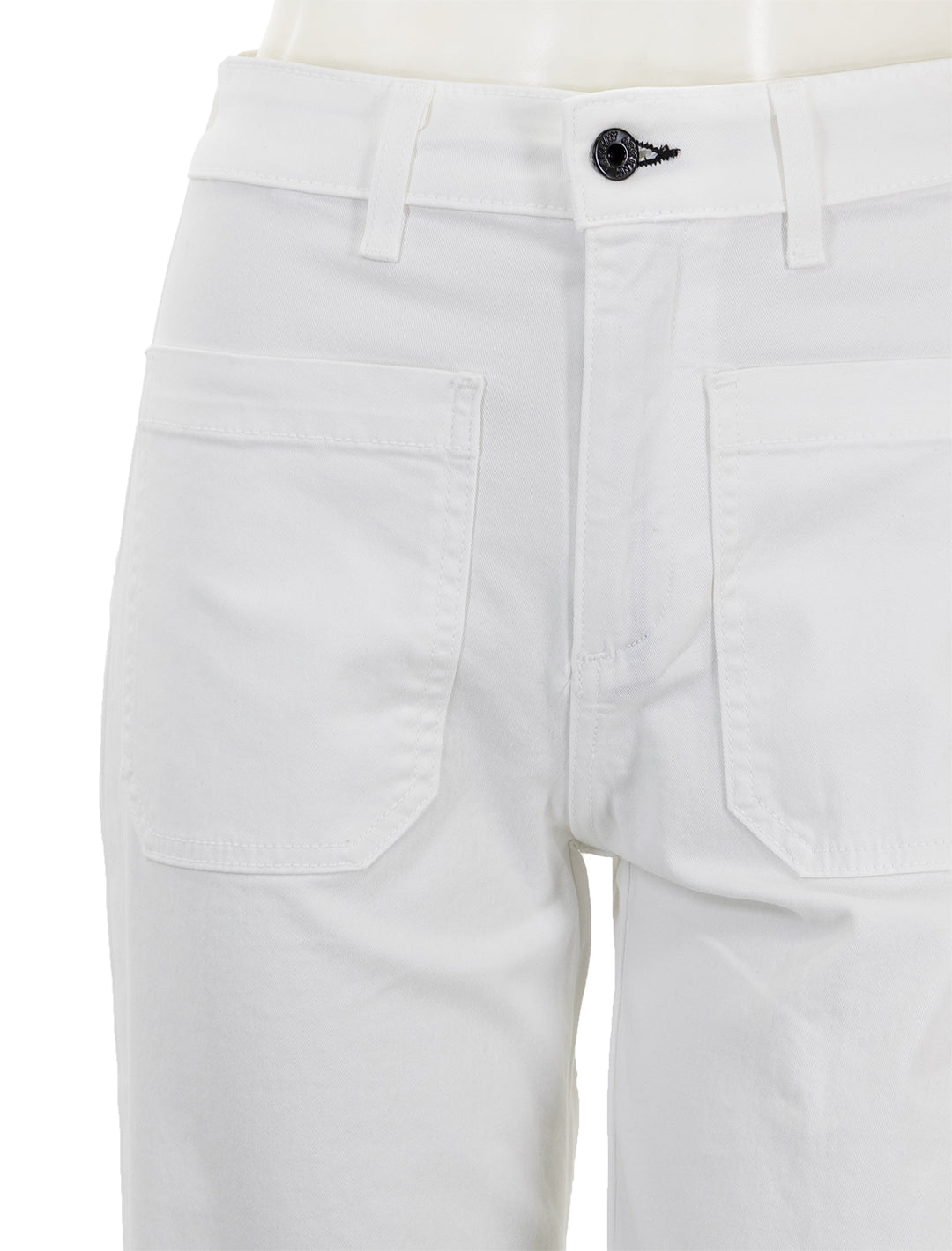 Close-up view of ASKK NY's Sailor Twill Pant in Ivory.