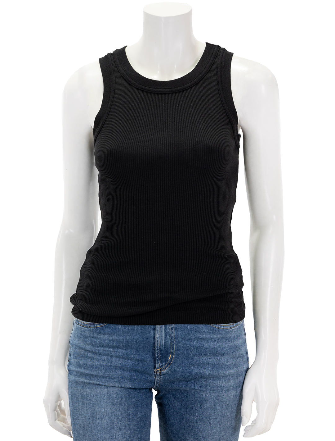 Front view of Citizens of Humanity's isabel rib tank in black.