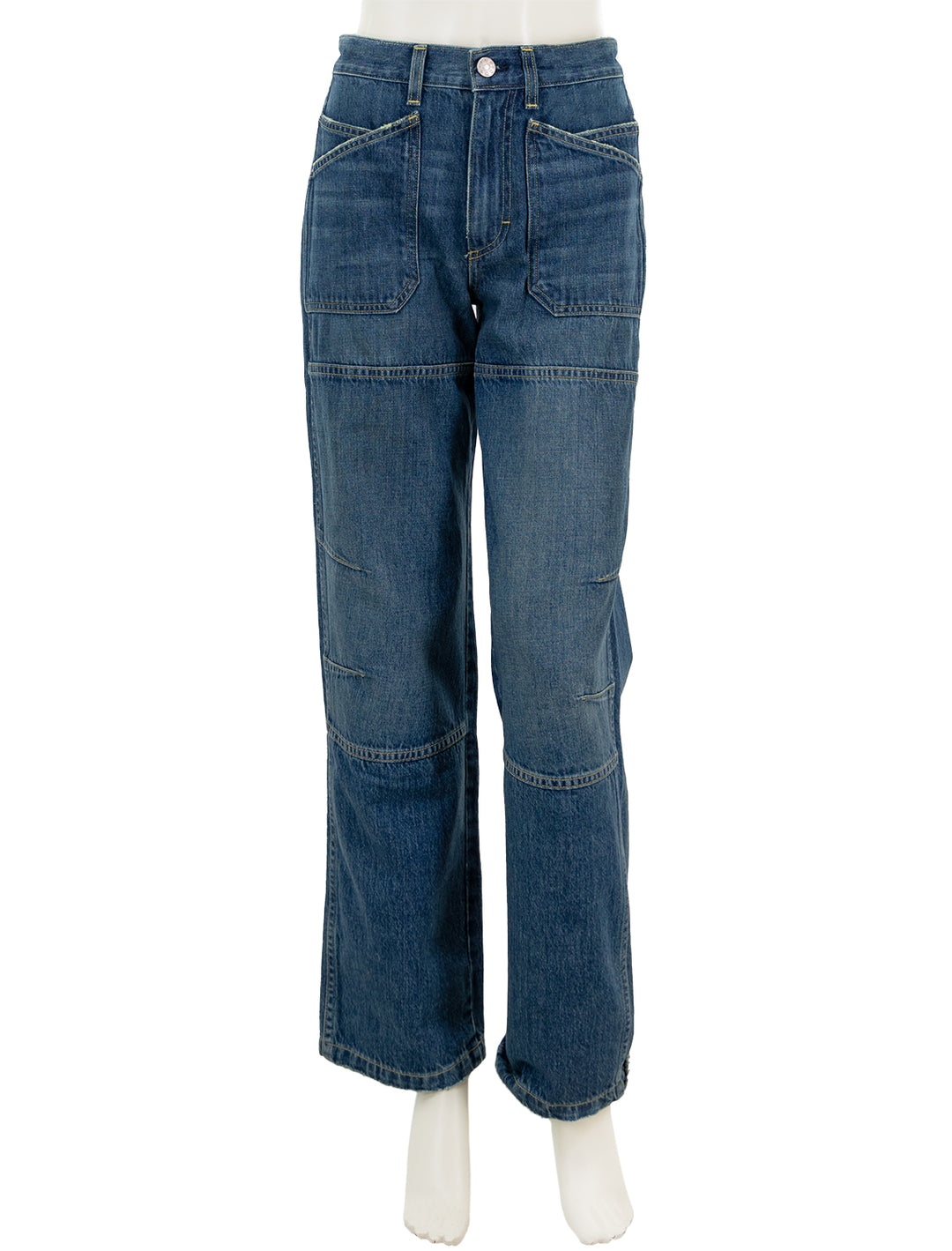 Front view of AMO's Doris Utility Jean in Tease.