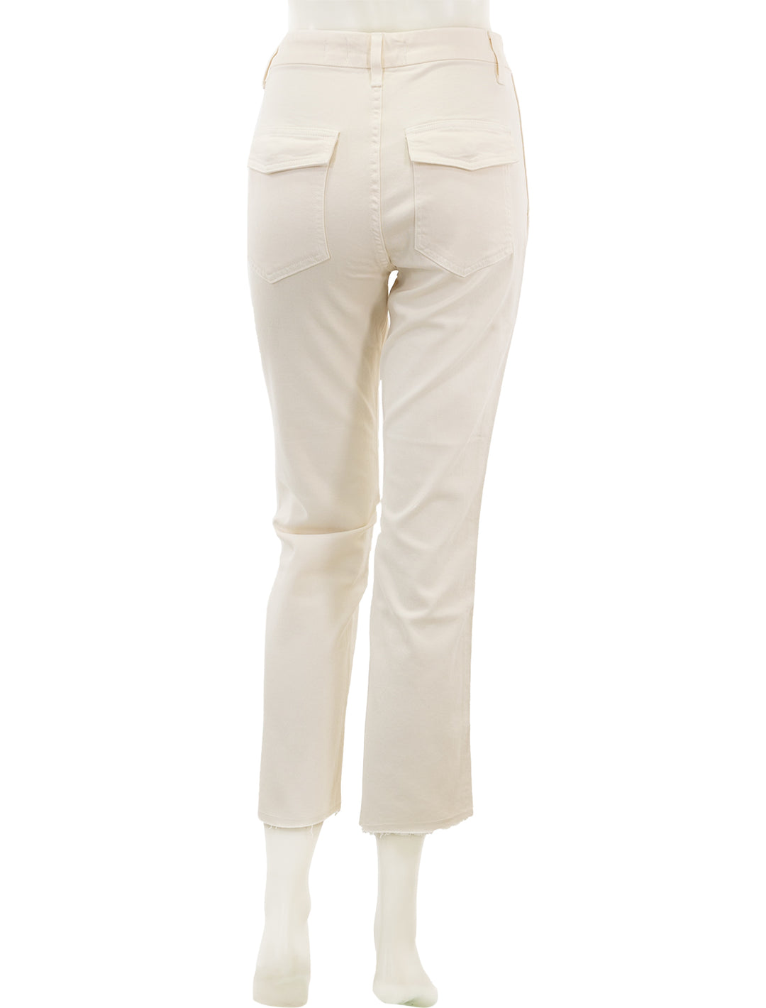 Back view of AMO's easy army trousers in bone.
