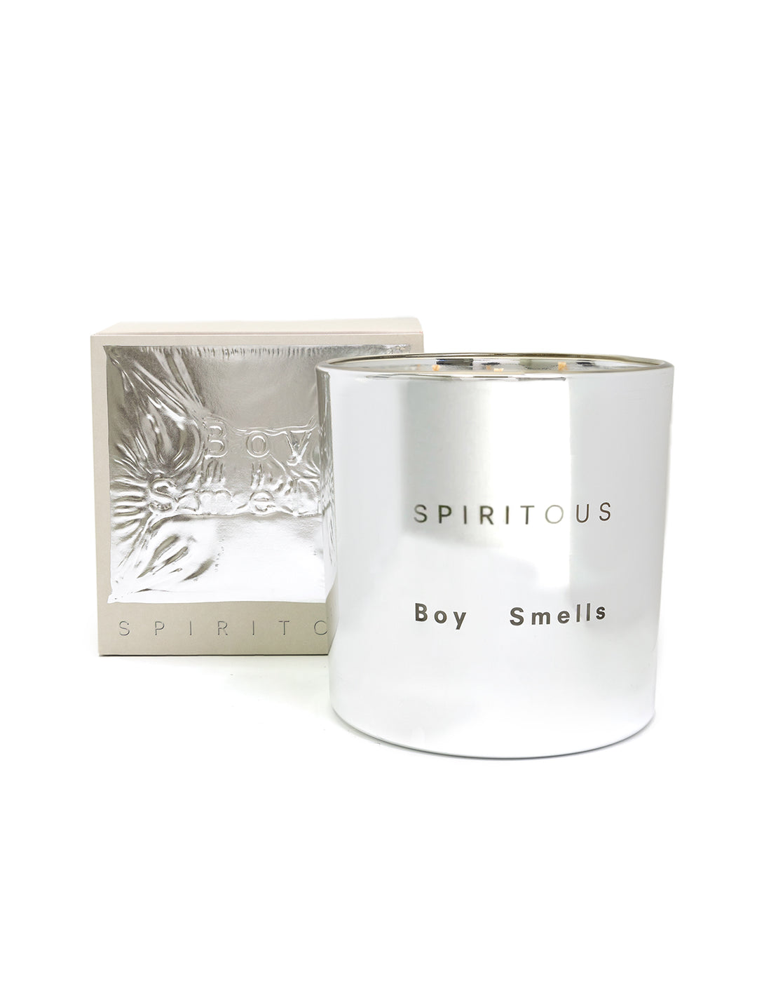 Boy Smells' spiritous magnum candle packaging photo.