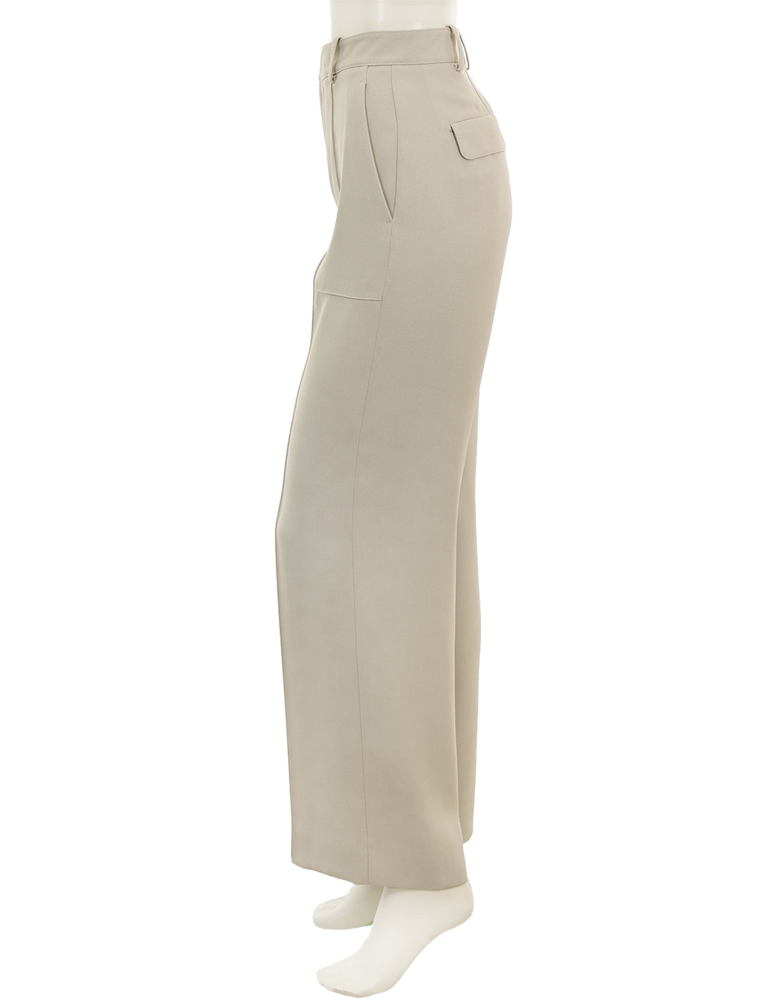 Side view of Vince's crepe wide leg utility pant in sepia.