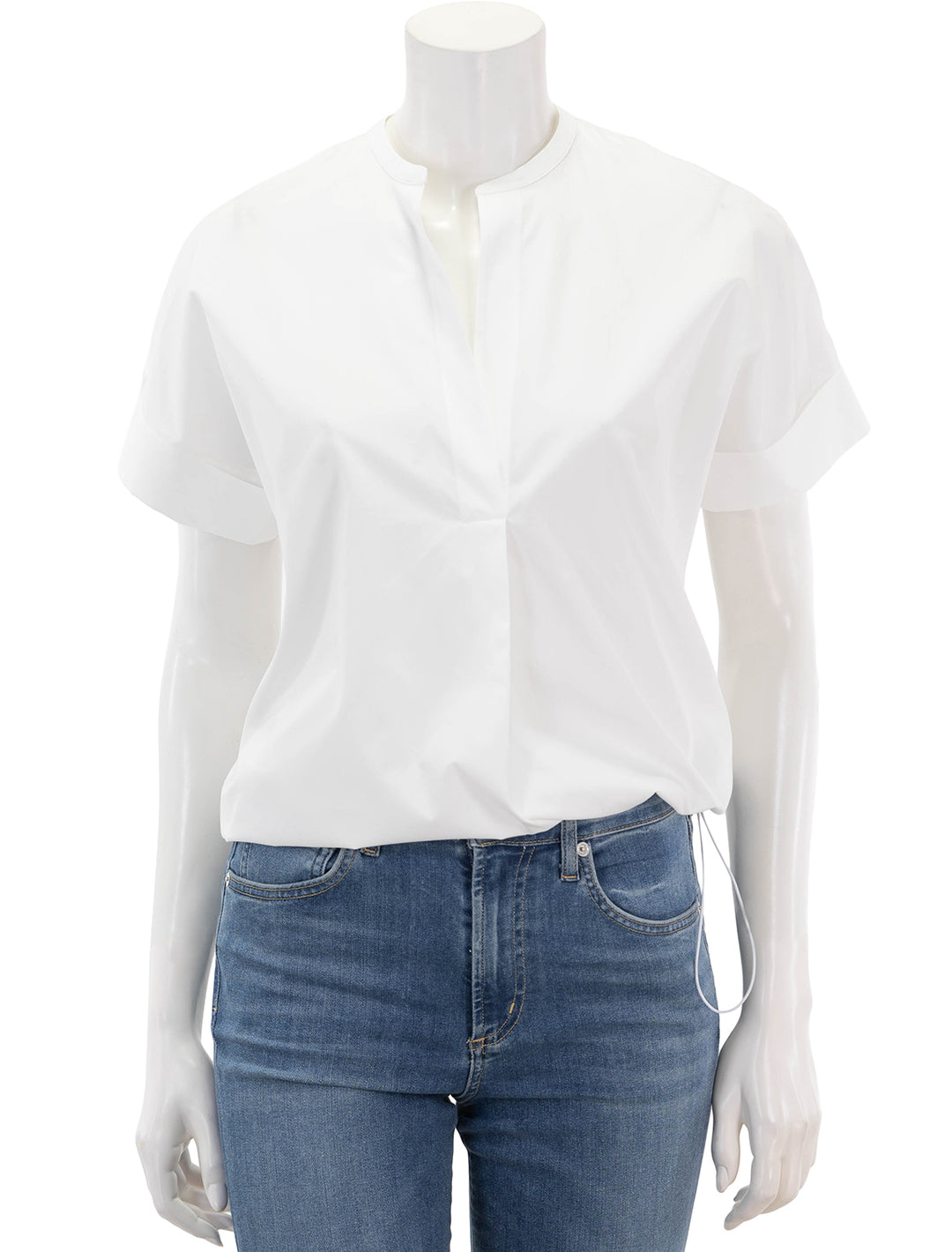 Front view of Vince's short sleeve dolman sleeve pullover in optic white.