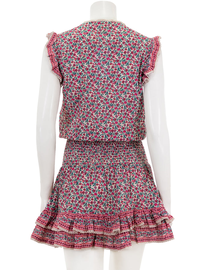 Back view of M.A.B.E.'s frida print short dress in pink floral.
