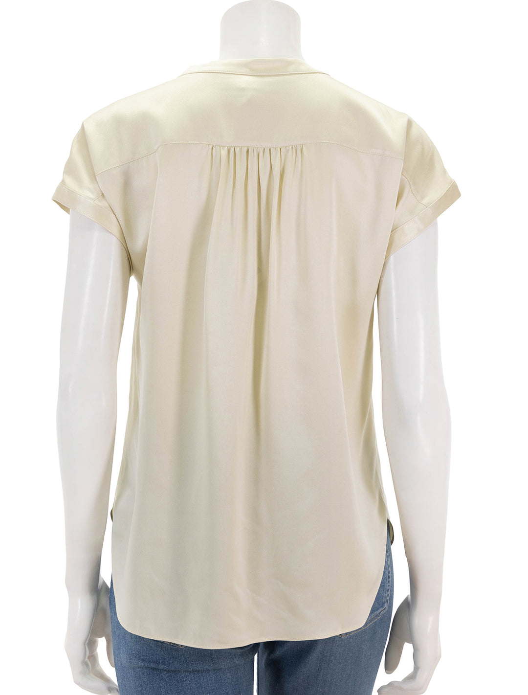 Back view of Faherty's sandwashed silk desmond top in pearled ivory.
