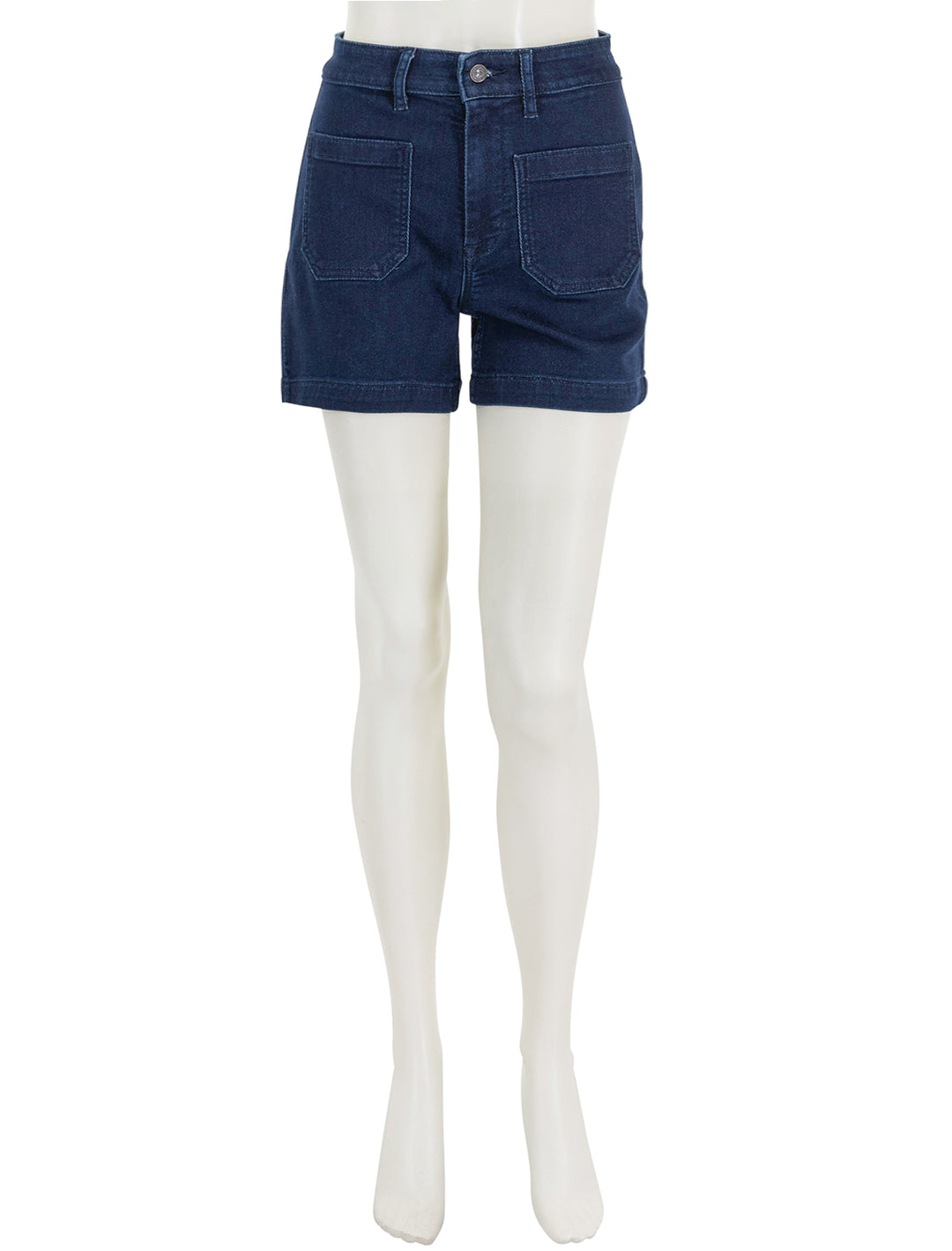 Front view of Faherty's stretch terry patch pocket shorts in claremont wash.