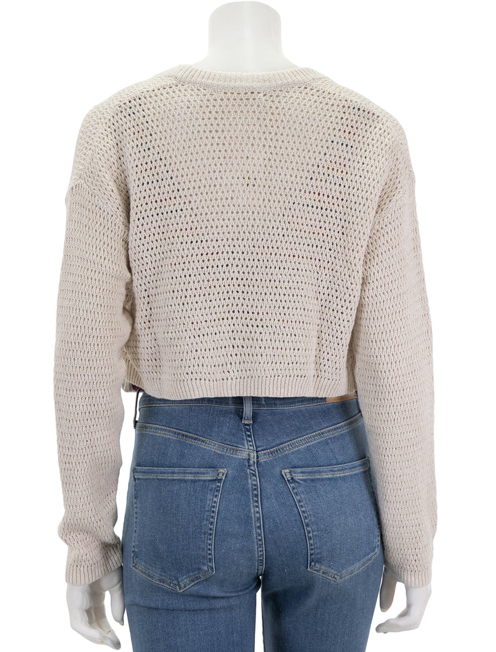 Back view of Marine Layer's anacapa cardigan in calico.