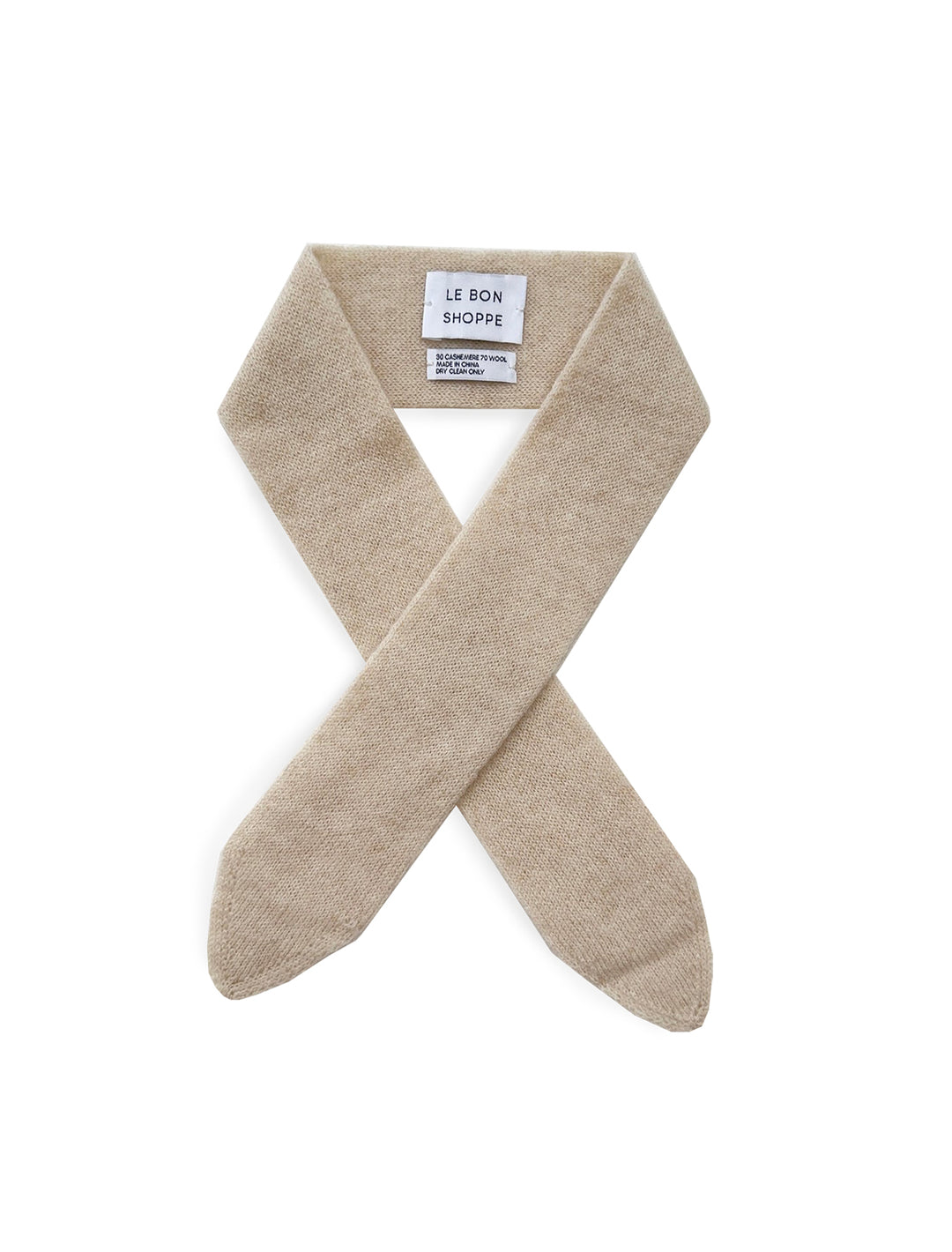Overhead view of Le Bon Shoppe's cashmere skinny scarf in oats.