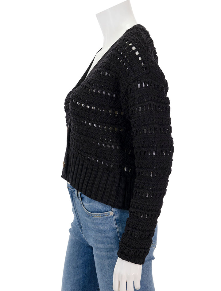 Side view of Line's brynne cardigan in caviar.