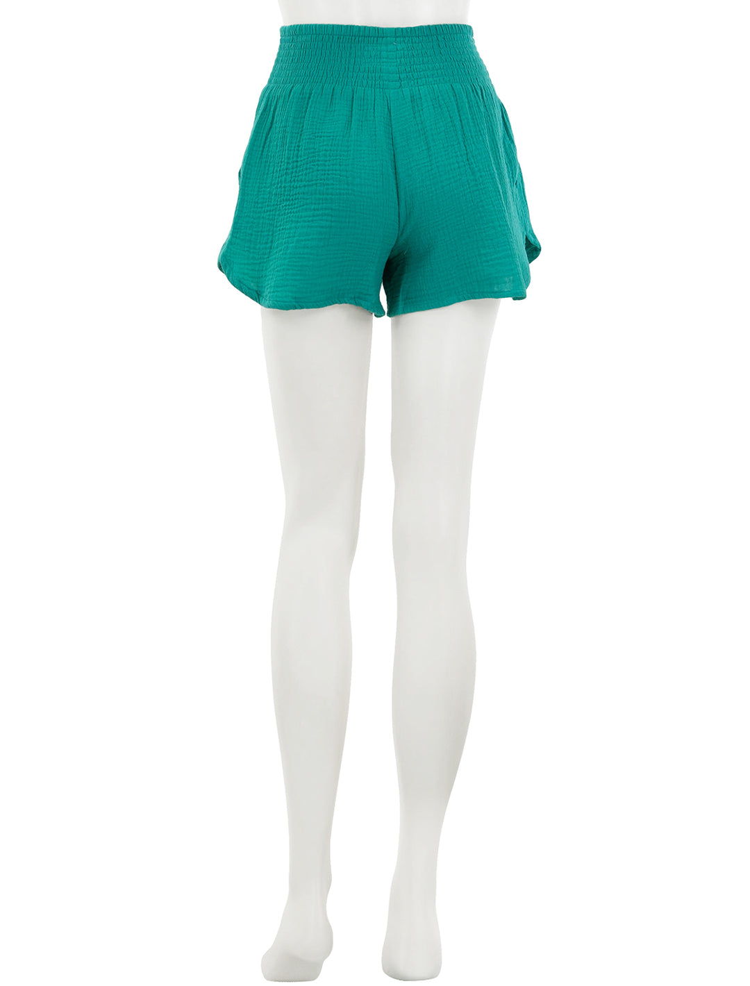 Back view of Marine Layer's cali double cloth short in spruce.